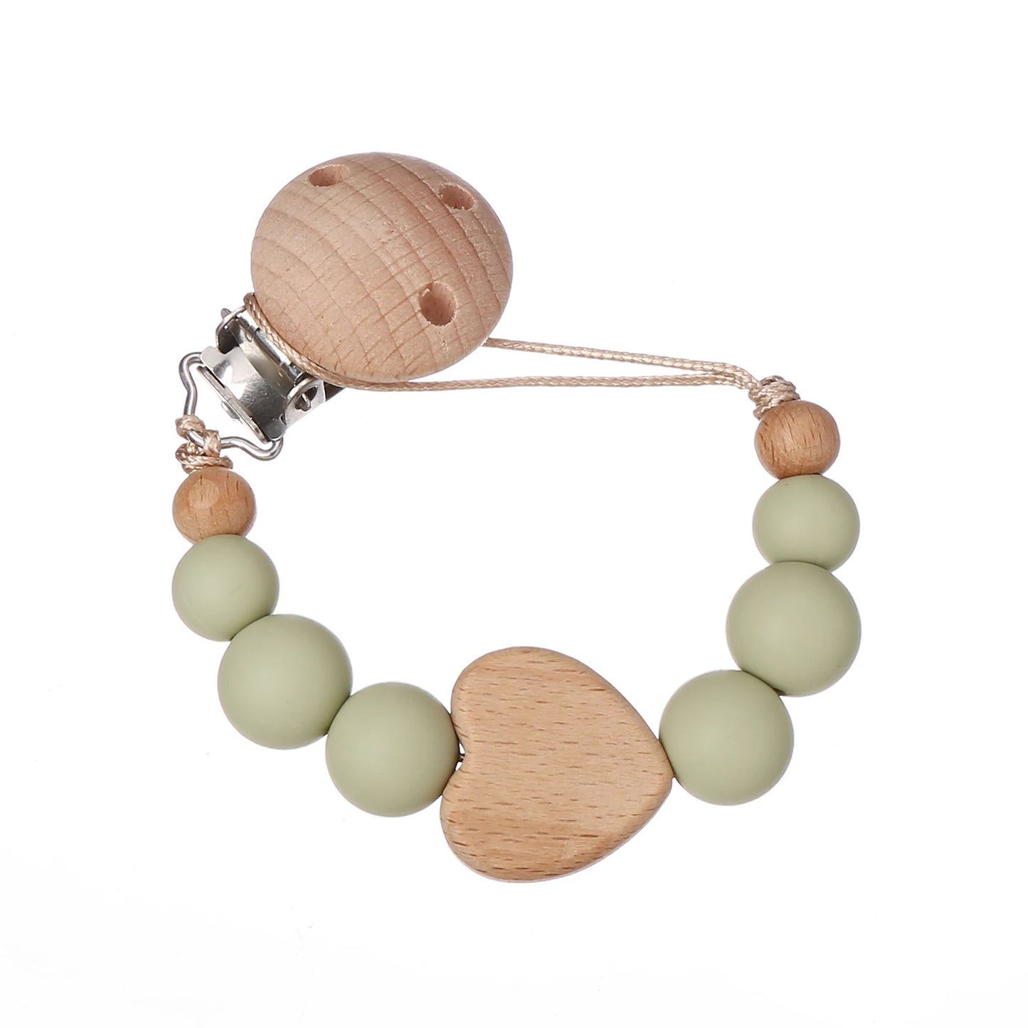 Clip Chain Silicone Wood Baby Pacifier