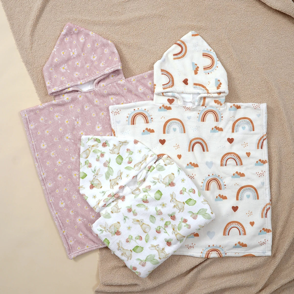 1Pc Hooded Baby Towels-Soft & Absorbent Coral Fleece Towel