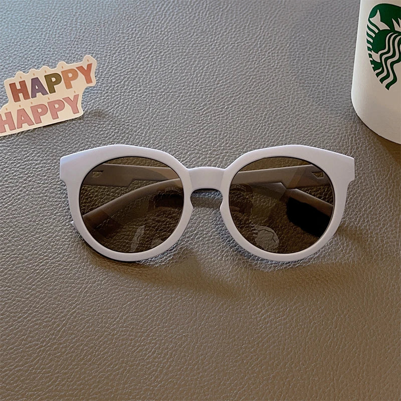 Kids Cute Checker Panel Color Round UV400 Sunglasses