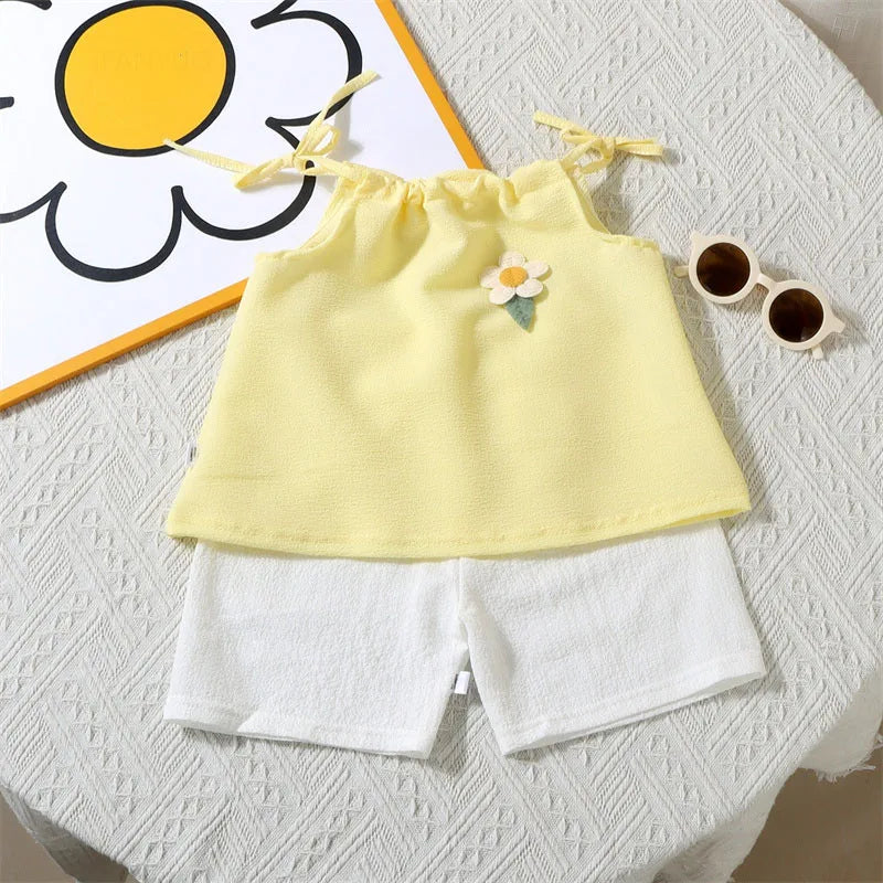 Floral Vest+Shorts Daily Wear Two-Piece Suits