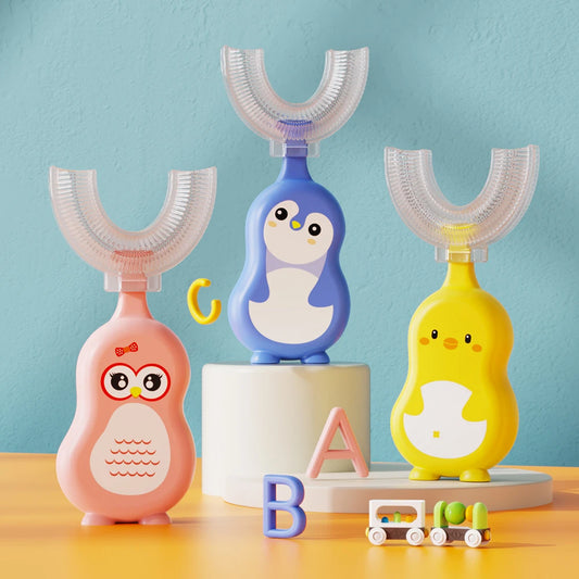 1/3 Pcs U-Shape Kids Toothbrush BPA Free 360-Degree Oral Cleaning