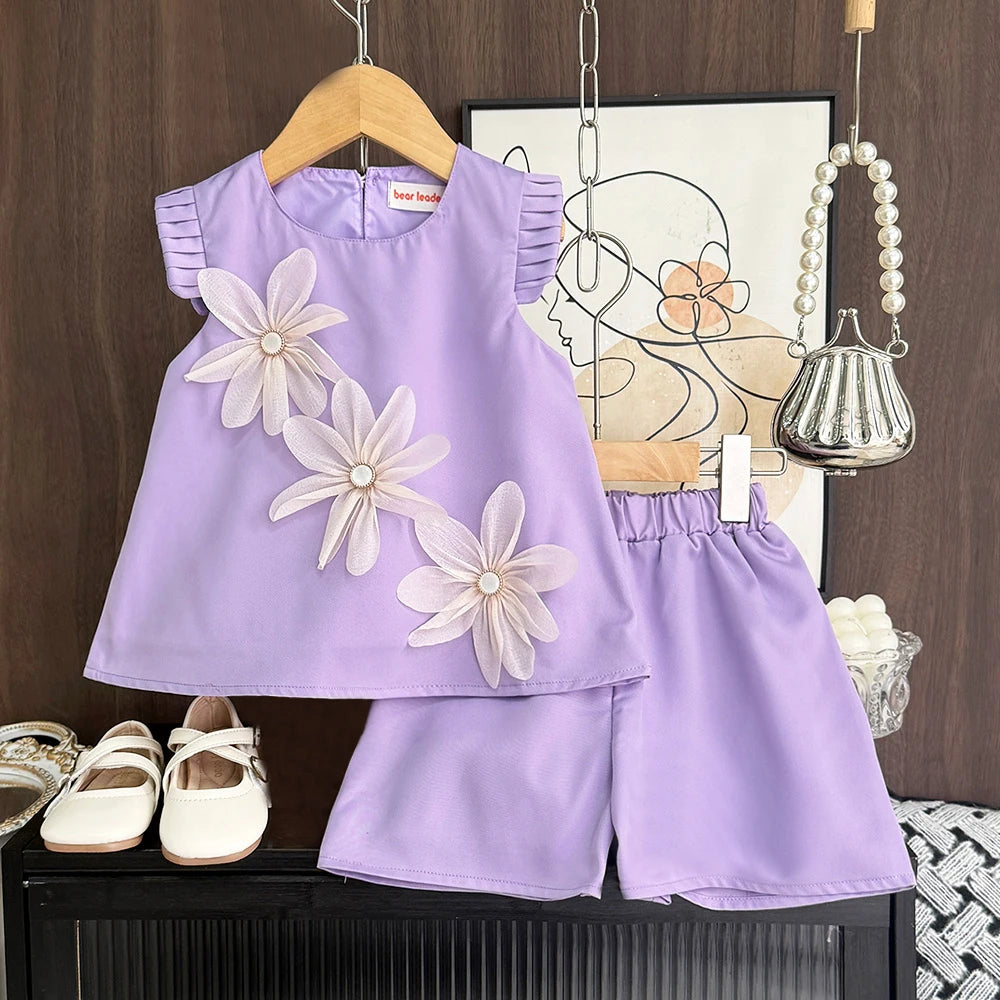 Bear Leader 2-7 Years Summe 3D Flower Vest Dress Girl's Princess Dresses