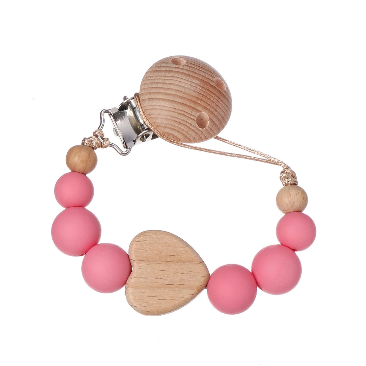 Clip Chain Silicone Wood Baby Pacifier