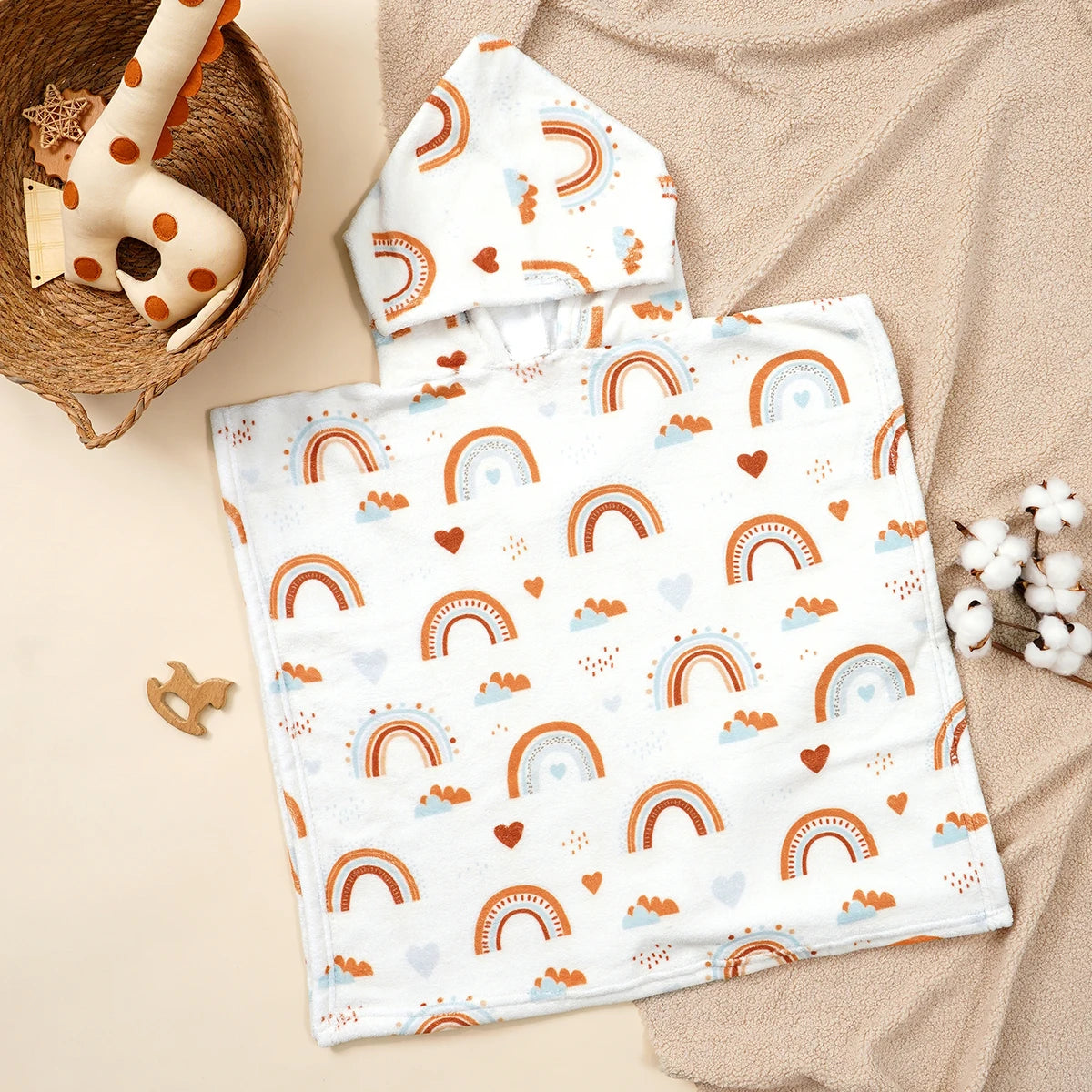 1Pc Hooded Baby Towels-Soft & Absorbent Coral Fleece Towel