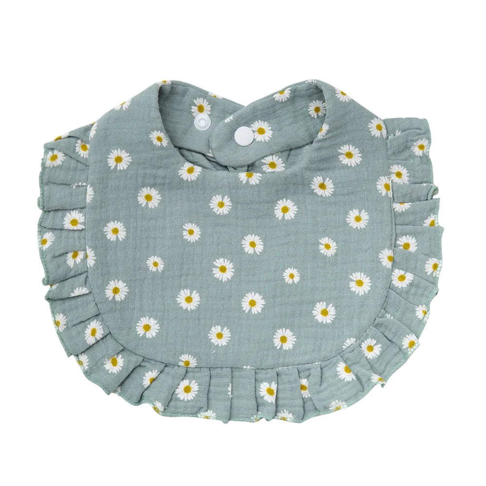 Flower Print Baby Bibs Adjustable Snap Saliva Towel