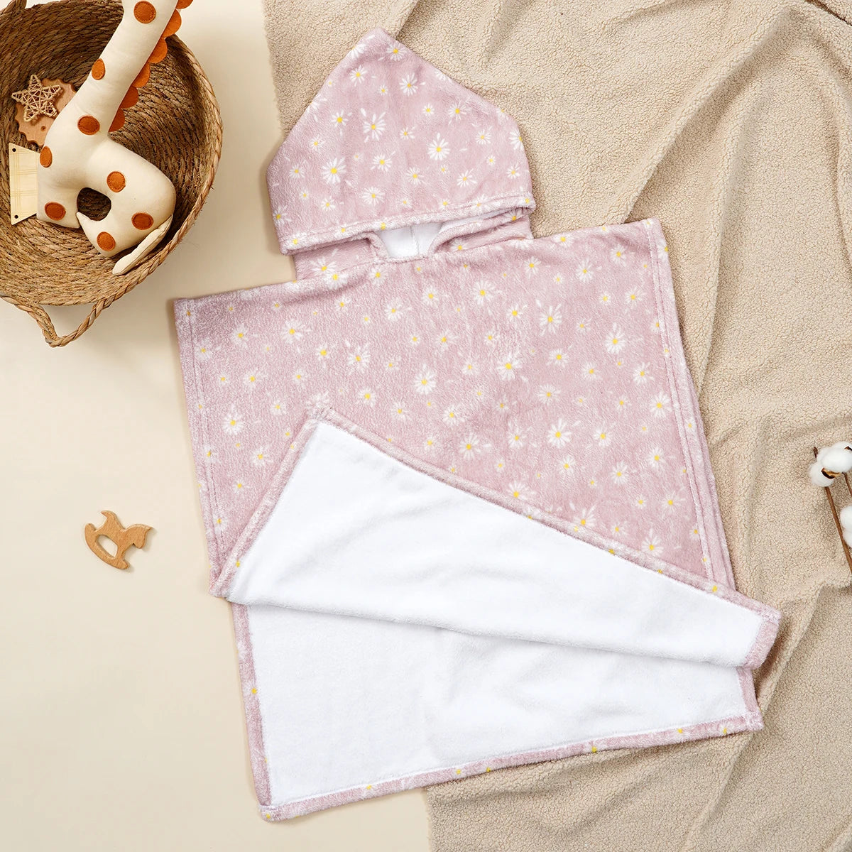 1Pc Hooded Baby Towels-Soft & Absorbent Coral Fleece Towel