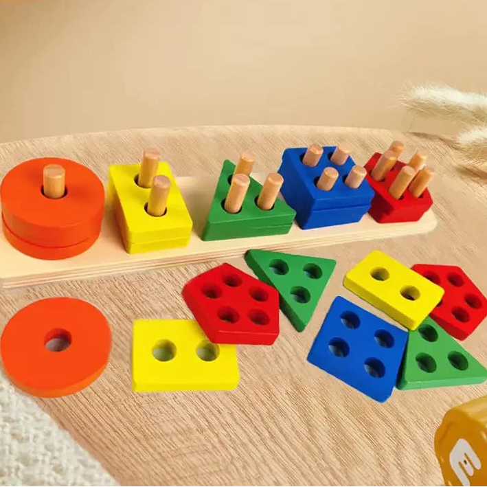 Montessori Wooden Sorting Stacking Toys Puzzle