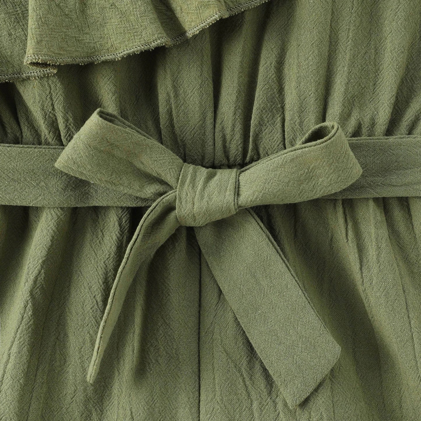 Cotton Off-Shoulder Ruffle Tie-Waist Romper Shorts