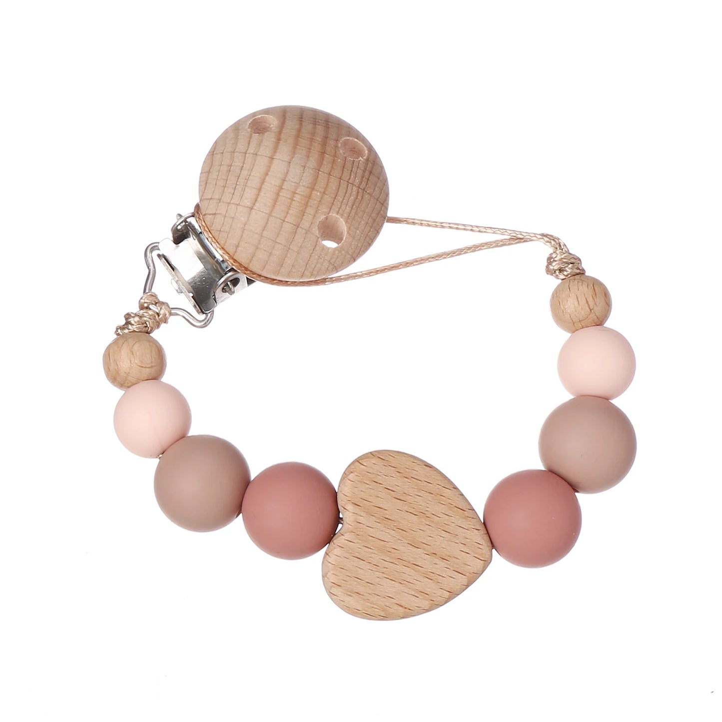 Clip Chain Silicone Wood Baby Pacifier