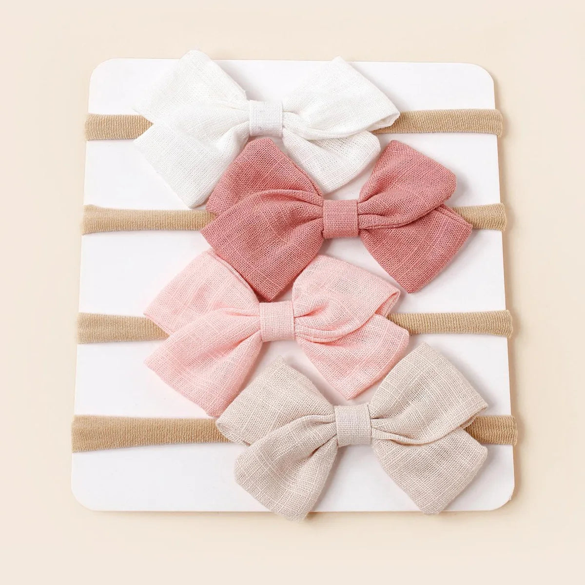4Pcs Baby Bamboo Cotton Bow Nylon Headband