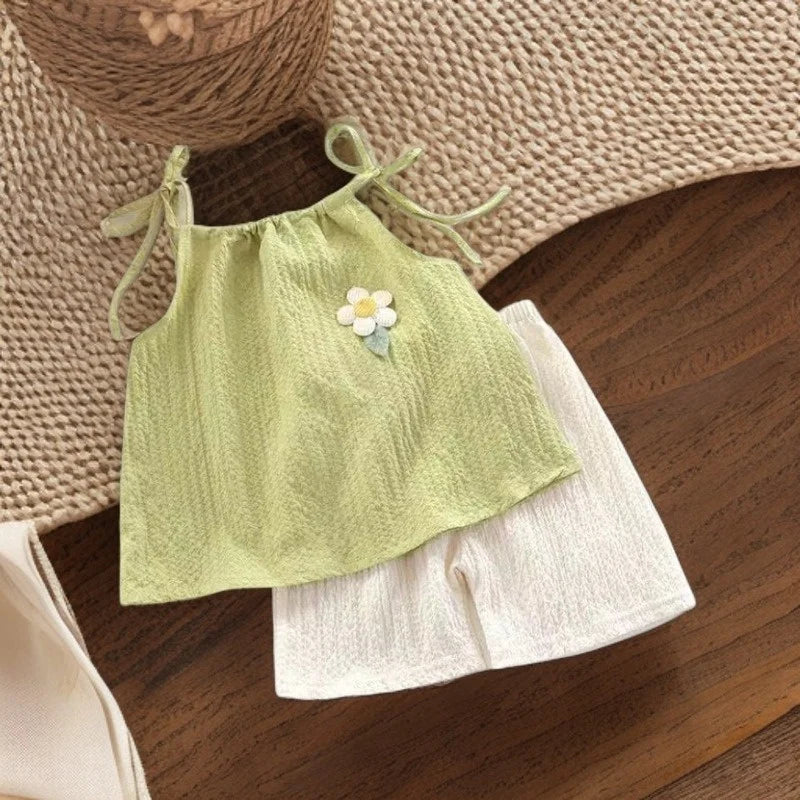 Floral Vest+Shorts Daily Wear Two-Piece Suits