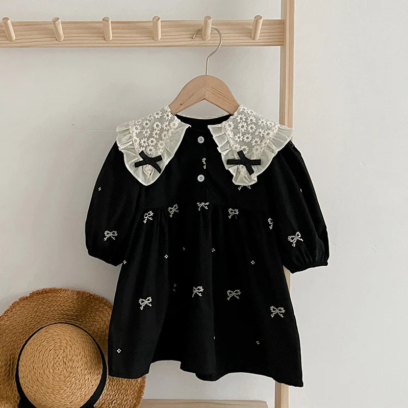 Baby Girl Clothes Clothes Butterfly Collar Embroidery Kids Dress