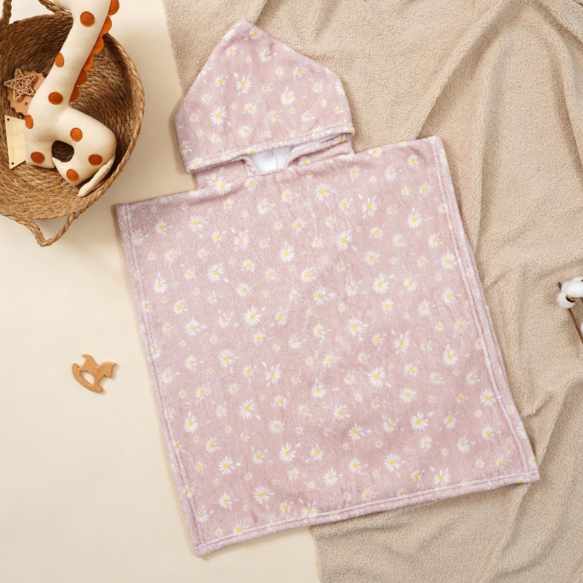 1Pc Hooded Baby Towels-Soft & Absorbent Coral Fleece Towel