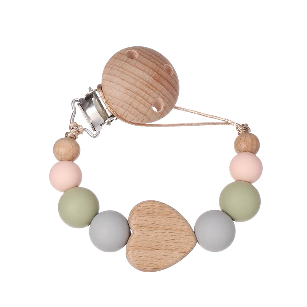 Clip Chain Silicone Wood Baby Pacifier