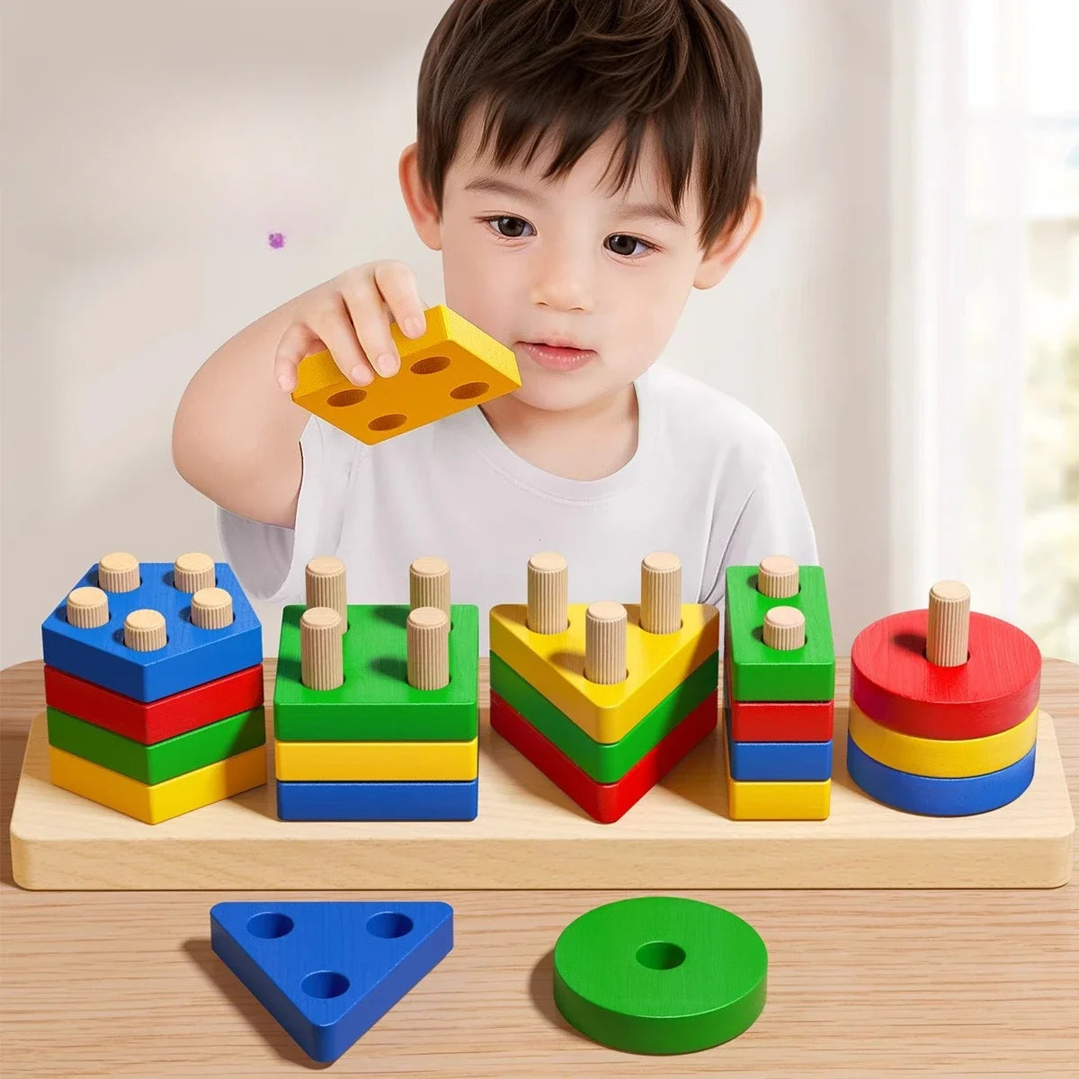 Montessori Wooden Sorting Stacking Toys Puzzle