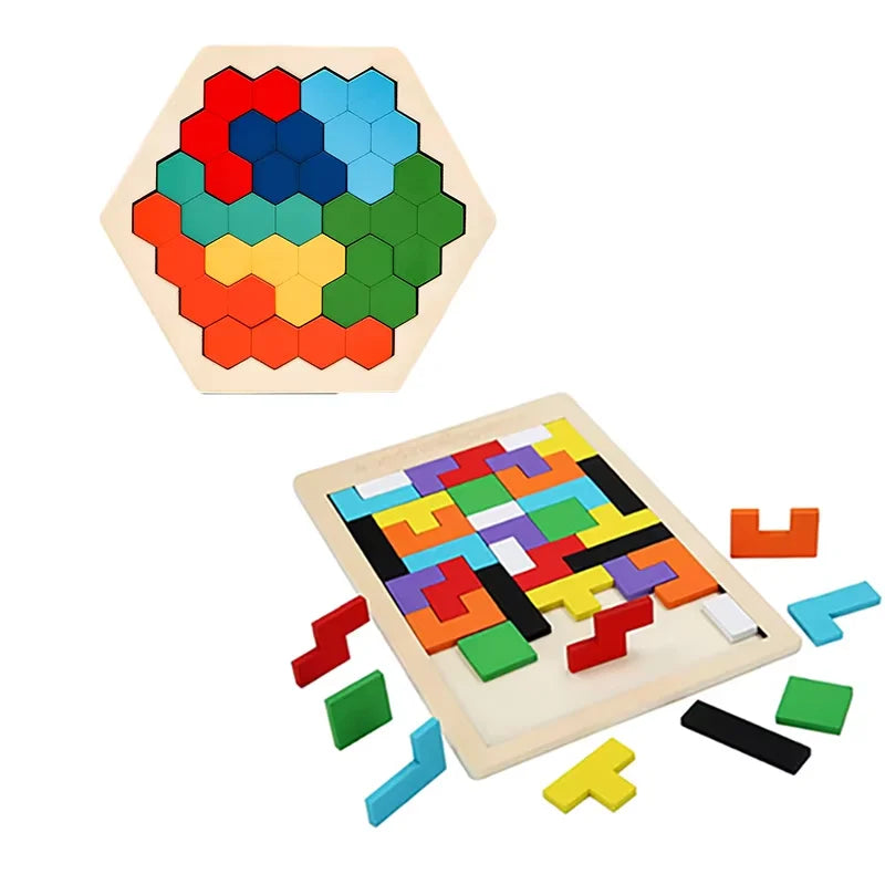 1 Set Wooden Blocks Puzzle Brain Teasers Toy