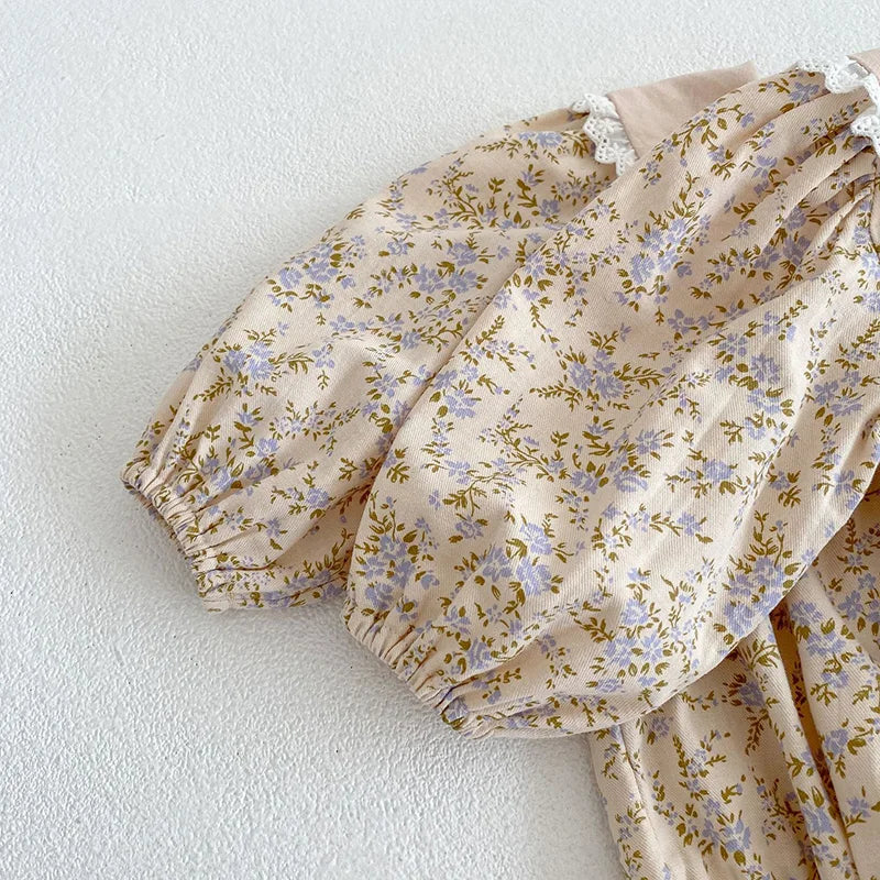 Sweet Kids Baby Girls Long Sleeve Flower Printing Princess Dress