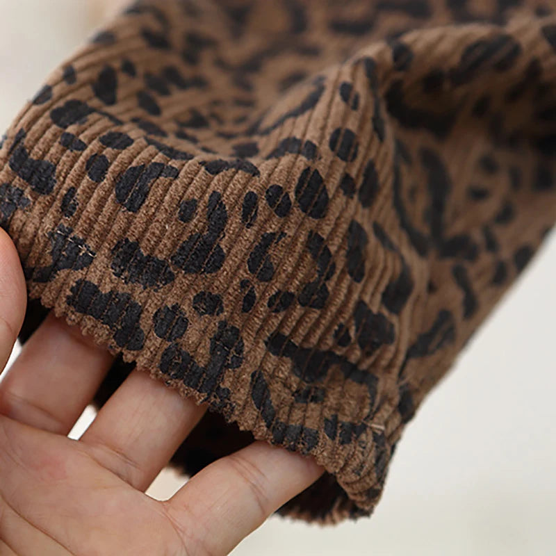Autumn 1-4T Kids Clothes Corduroy Girls Overall Leopard Print