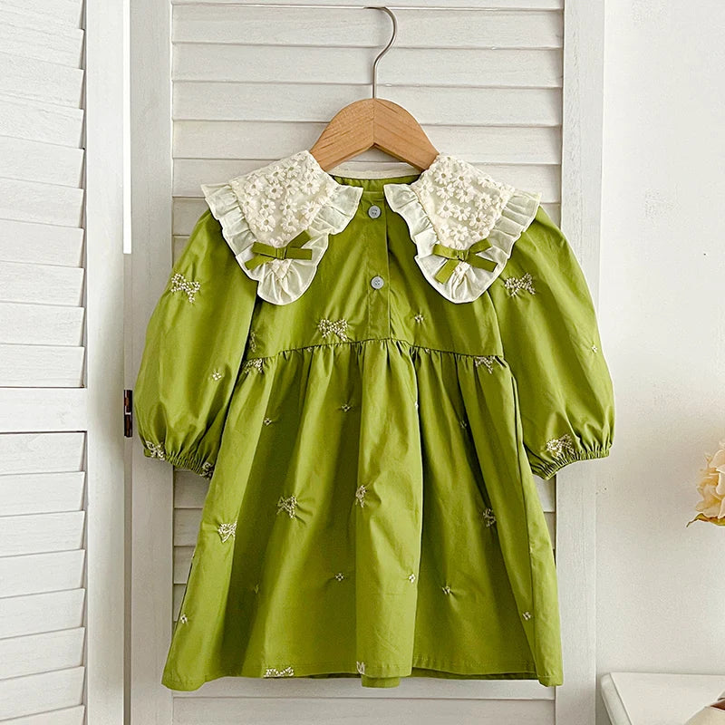 Baby Girl Clothes Clothes Butterfly Collar Embroidery Kids Dress