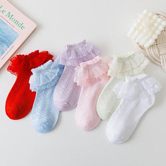 5 Pairs/Lot Girls Socks Summer New Mesh Style Cotton Thin Baby Socks