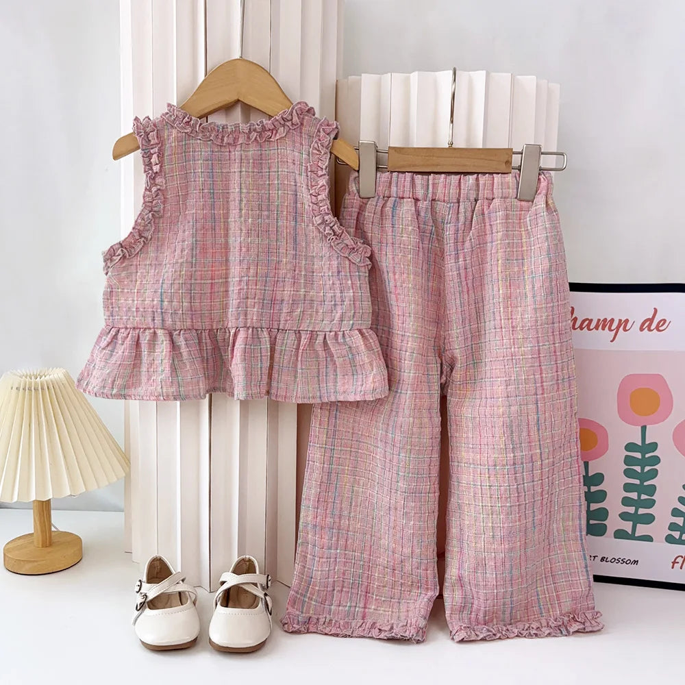 Pink Girl's Summer Two-Piece Set