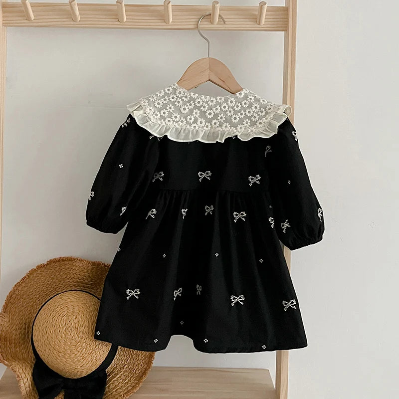 Baby Girl Clothes Clothes Butterfly Collar Embroidery Kids Dress