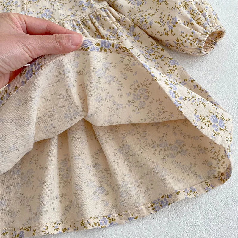 Sweet Kids Baby Girls Long Sleeve Flower Printing Princess Dress