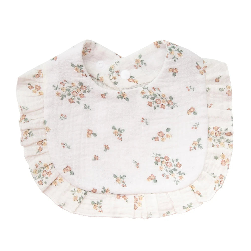 Flower Print Baby Bibs Adjustable Snap Saliva Towel