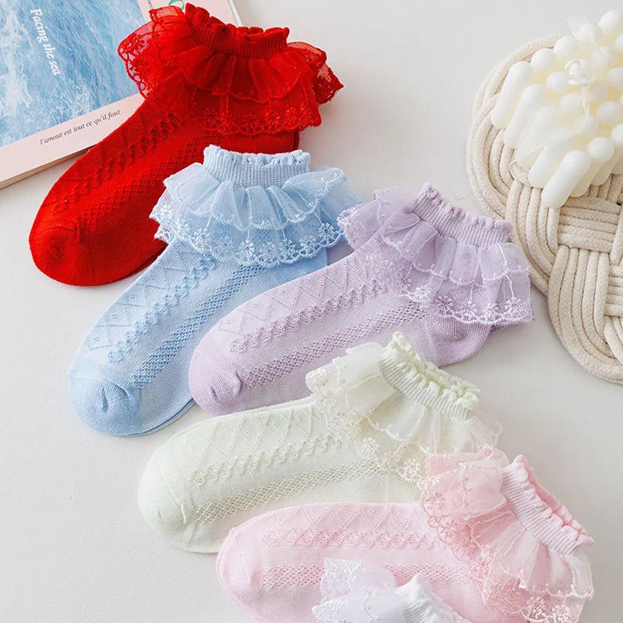 5 Pairs/Lot Girls Socks Summer New Mesh Style Cotton Thin Baby Socks