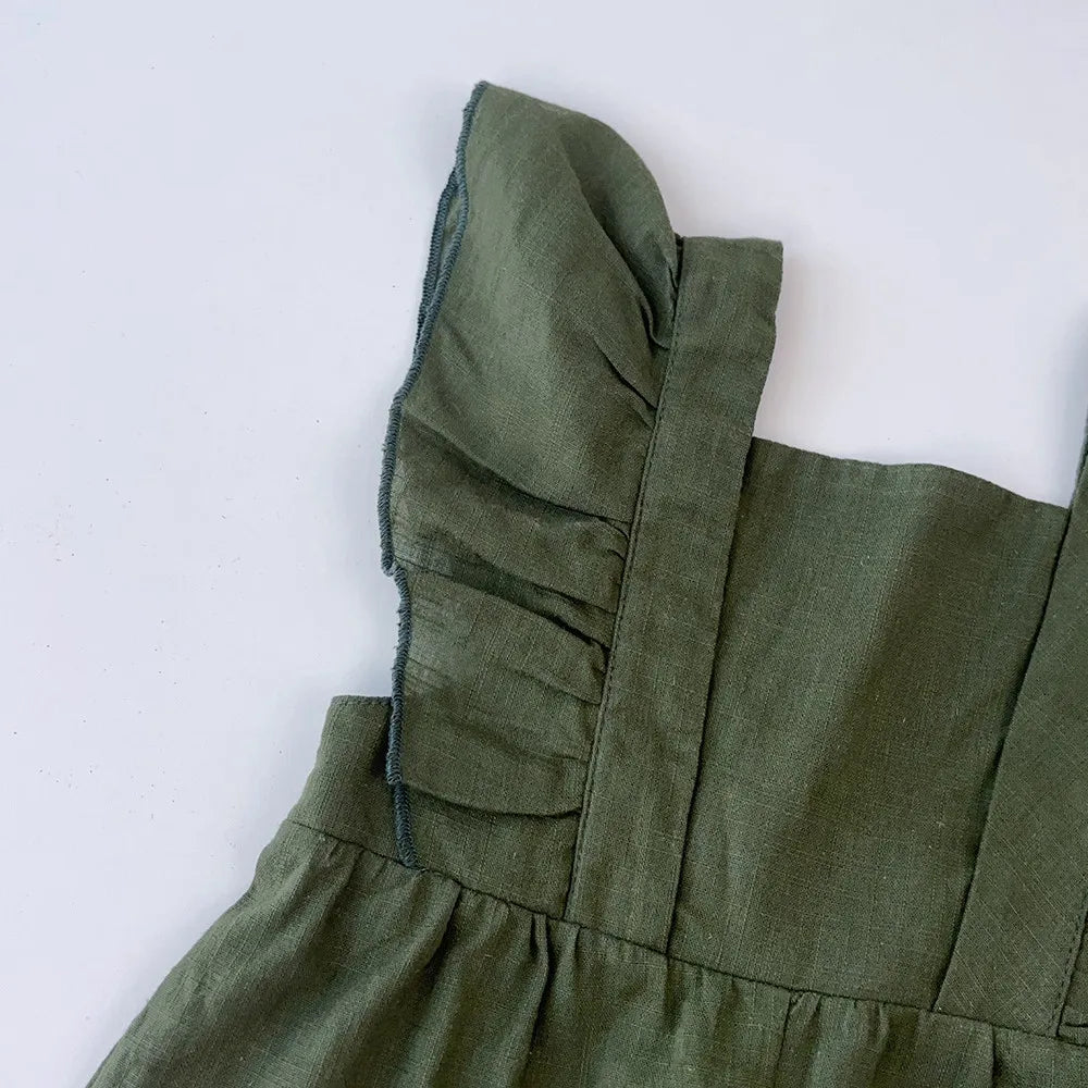 Bear Leader Children's Summer Pure Cotton Solid Color Flight Sleeve Jumpsuit