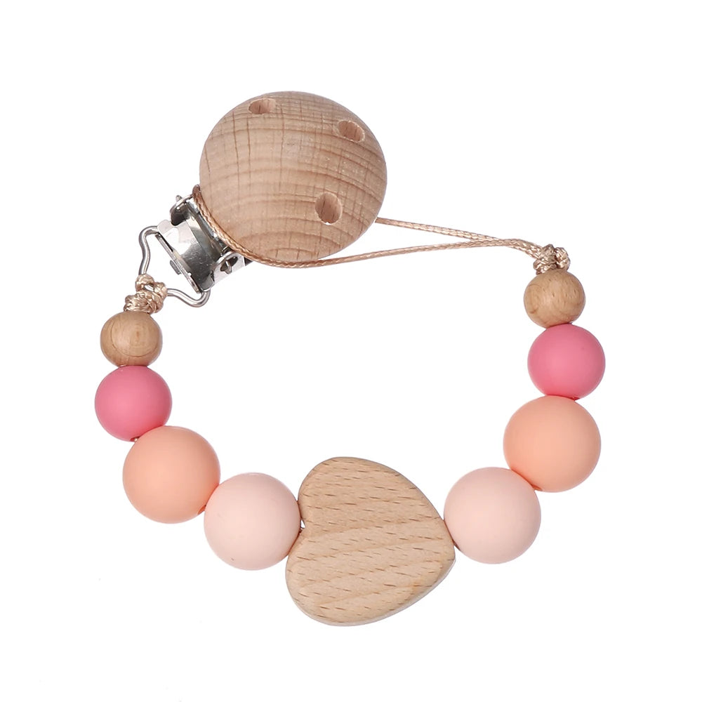 Clip Chain Silicone Wood Baby Pacifier