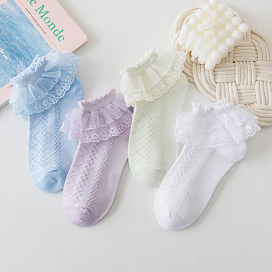 5 Pairs/Lot Girls Socks Summer New Mesh Style Cotton Thin Baby Socks