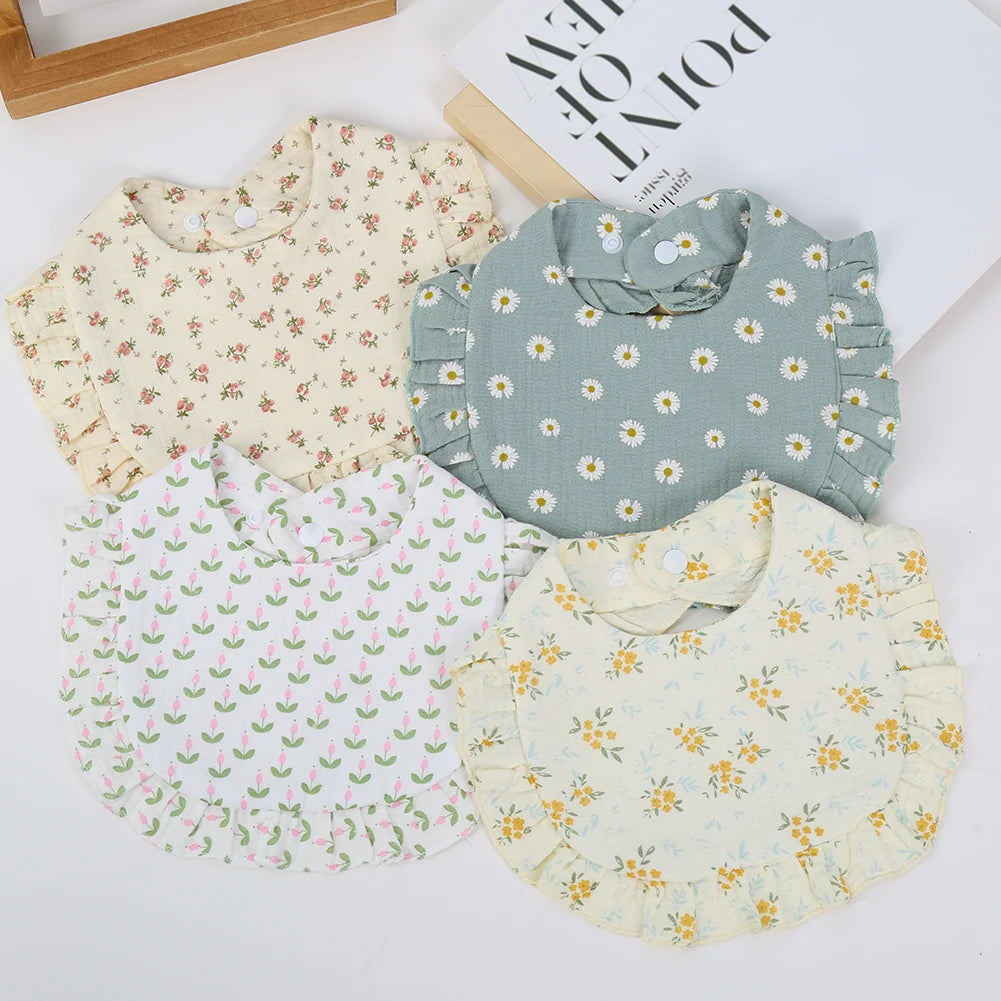 Flower Print Baby Bibs Adjustable Snap Saliva Towel