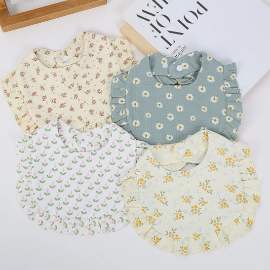 Flower Print Baby Bibs Adjustable Snap Saliva Towel