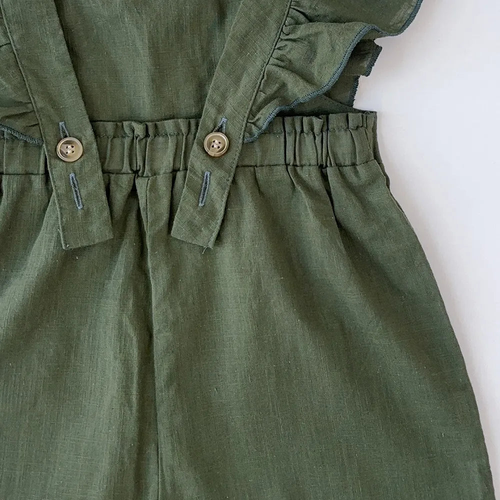 Bear Leader Children's Summer Pure Cotton Solid Color Flight Sleeve Jumpsuit