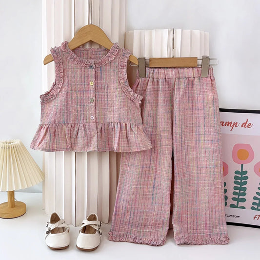 Pink Girl's Summer Two-Piece Set