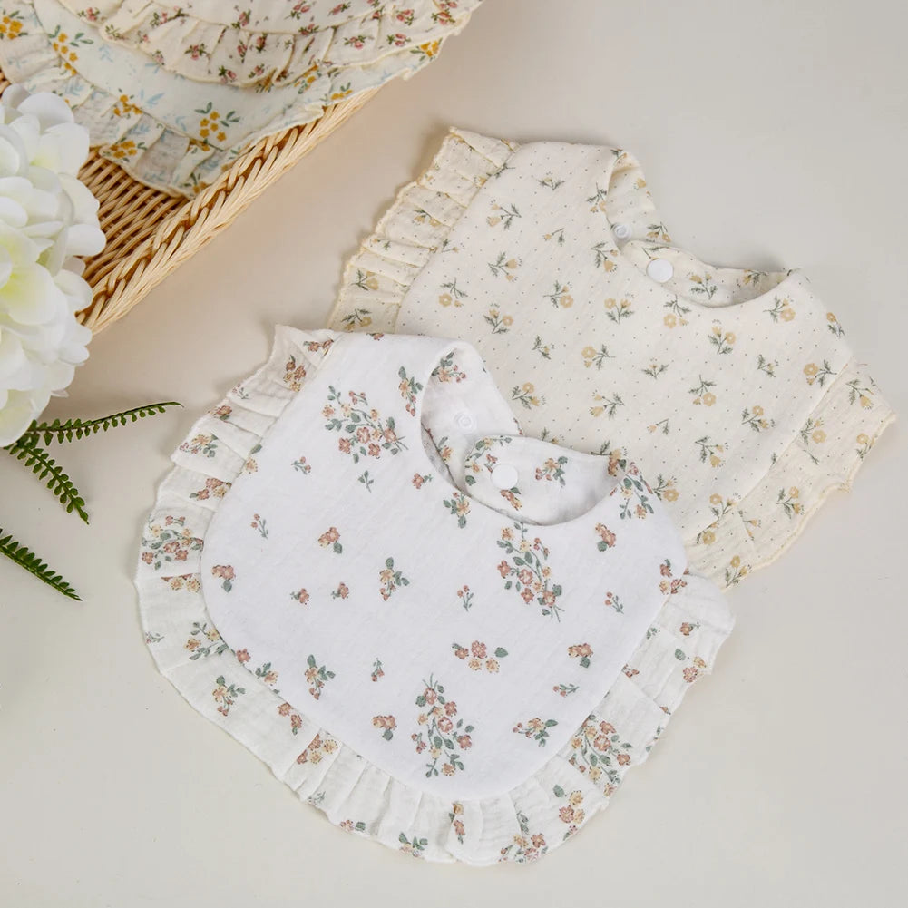 Flower Print Baby Bibs Adjustable Snap Saliva Towel