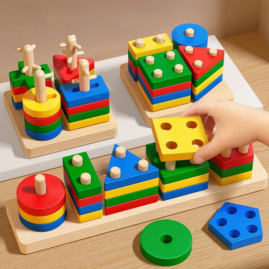Montessori Wooden Sorting Stacking Toys Puzzle