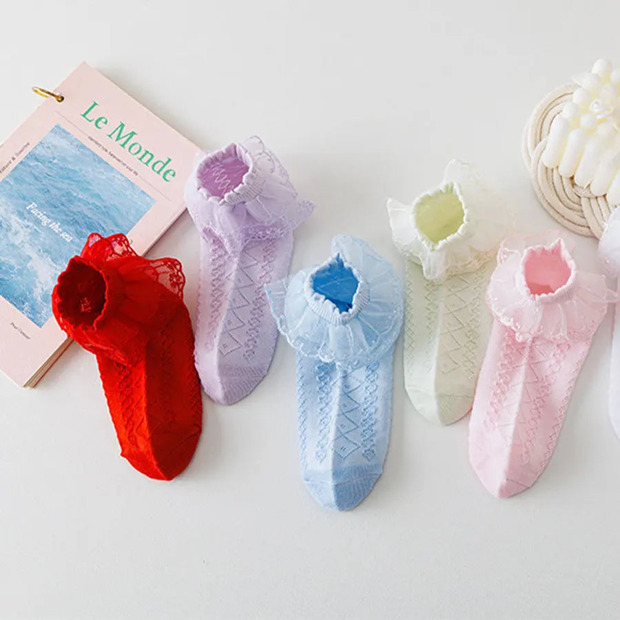 5 Pairs/Lot Girls Socks Summer New Mesh Style Cotton Thin Baby Socks