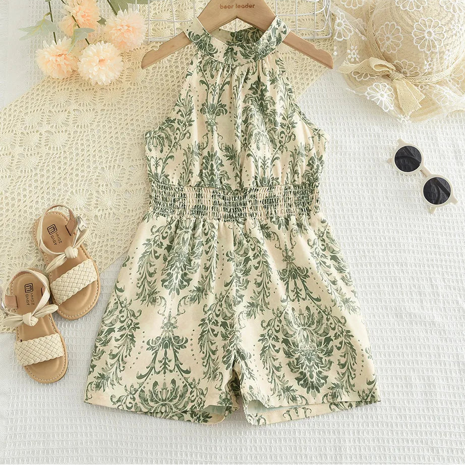 Bear Leader Summer Sleeveless Elastic Waist Girls Jumpsuits