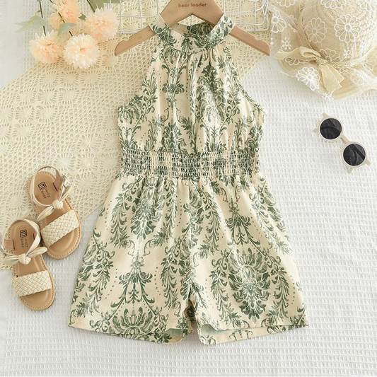 Bear Leader Summer Sleeveless Elastic Waist Girls Jumpsuits