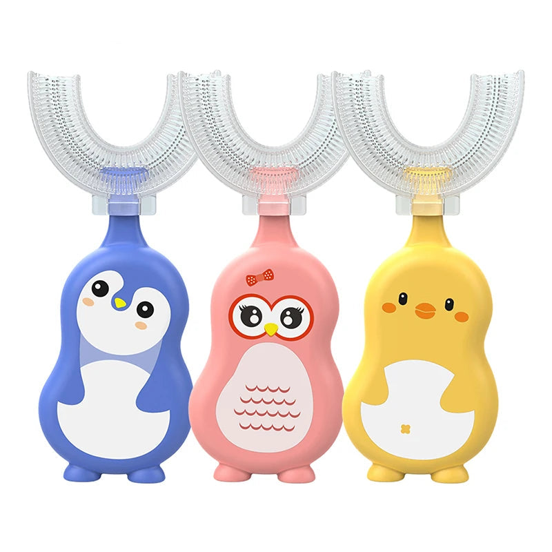 1/3 Pcs U-Shape Kids Toothbrush BPA Free 360-Degree Oral Cleaning